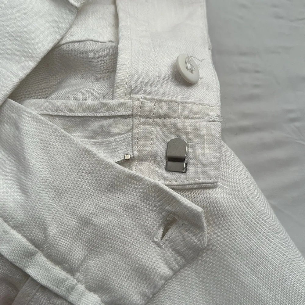Banana Republic white unlined lightweight linen wide leg palazzo pants